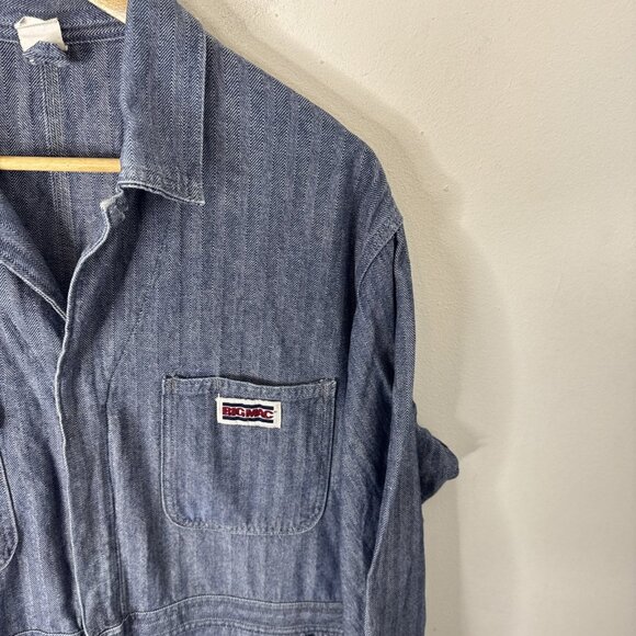 Vintage Big Mac Denim Coveralls Men 44 Made in USA Workwear Mechanic Suit - Picture 3 of 9